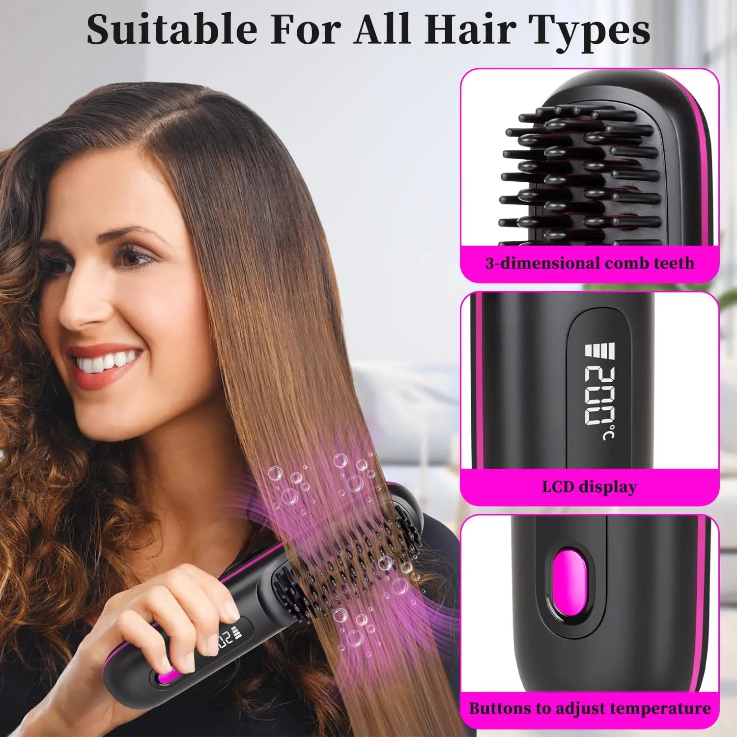 Brosse Lissante Portable Sans Fil - Glow