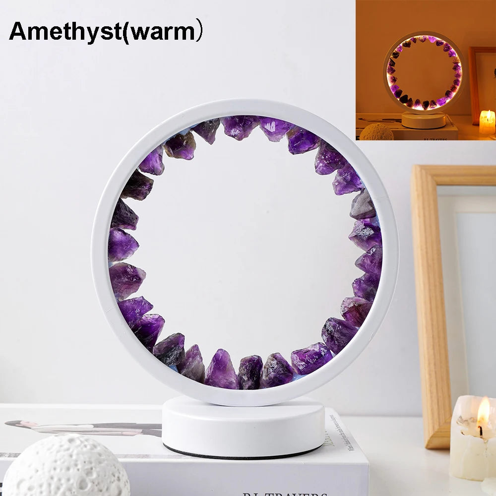 Lampe Cristal Naturel Rechargeable — Quartz & Améthyste
