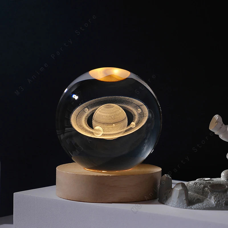 Lampe Boule de Cristal 3D – Veilleuse Planète LED | Glow