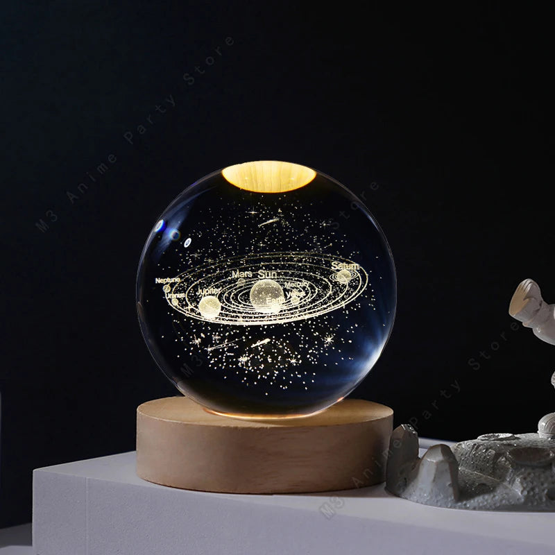 Lampe Boule de Cristal 3D – Veilleuse Planète LED | Glow