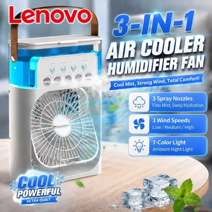 Rafraîchisseur d'air portable Lenovo - éclairage LED 7 couleurs en fonctionnement