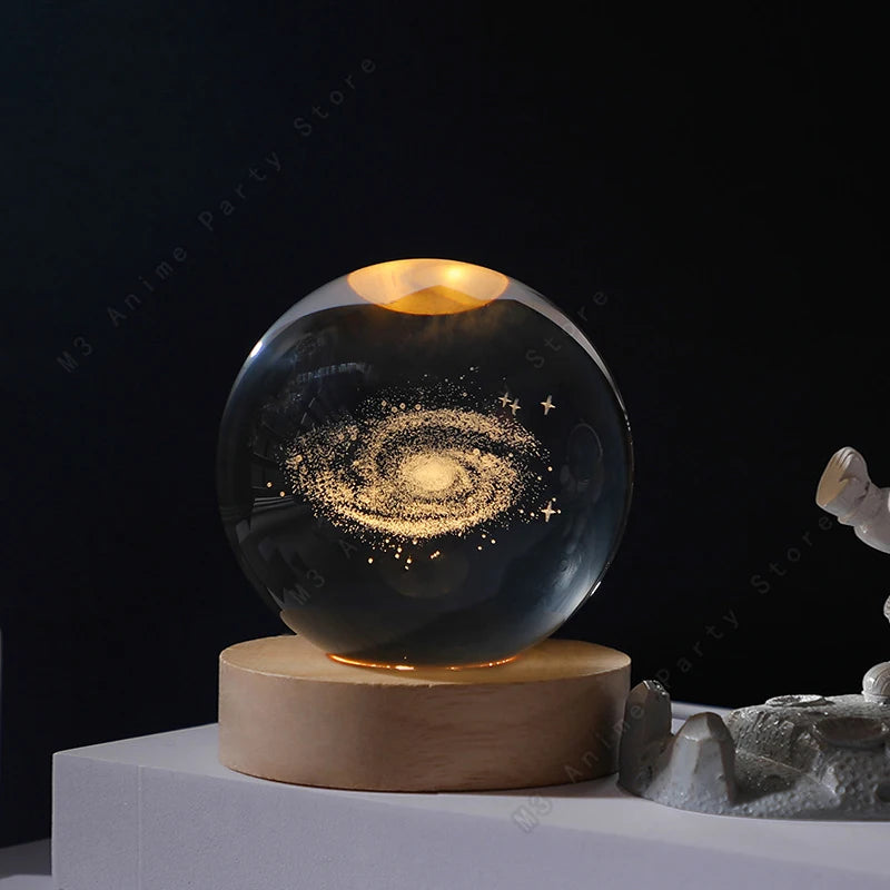 Lampe Boule de Cristal 3D – Veilleuse Planète LED