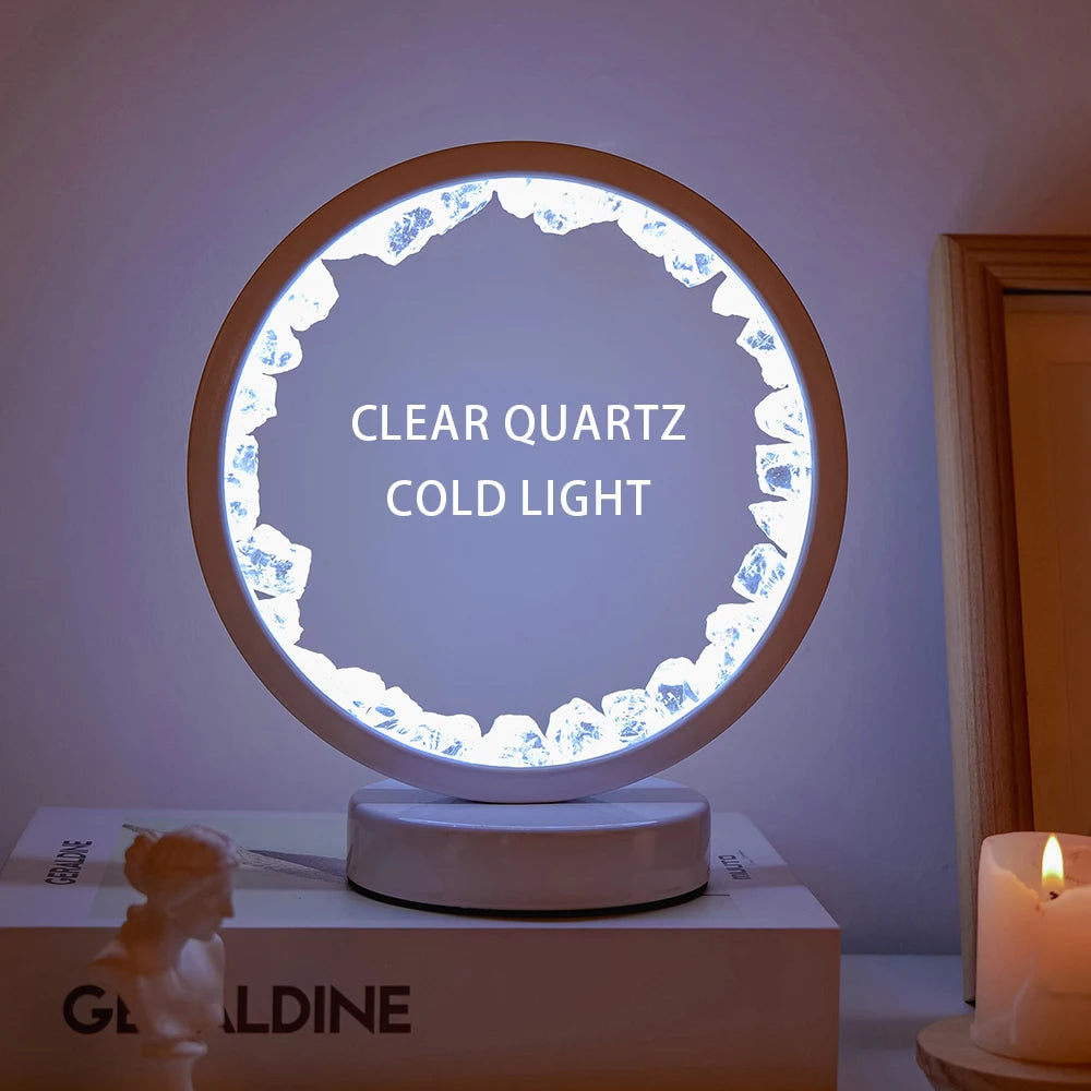 Lampe Cristal Naturel Rechargeable — Quartz & Améthyste