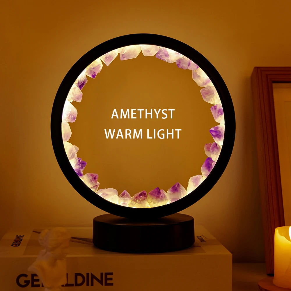 Lampe Cristal Naturel Rechargeable — Quartz & Améthyste