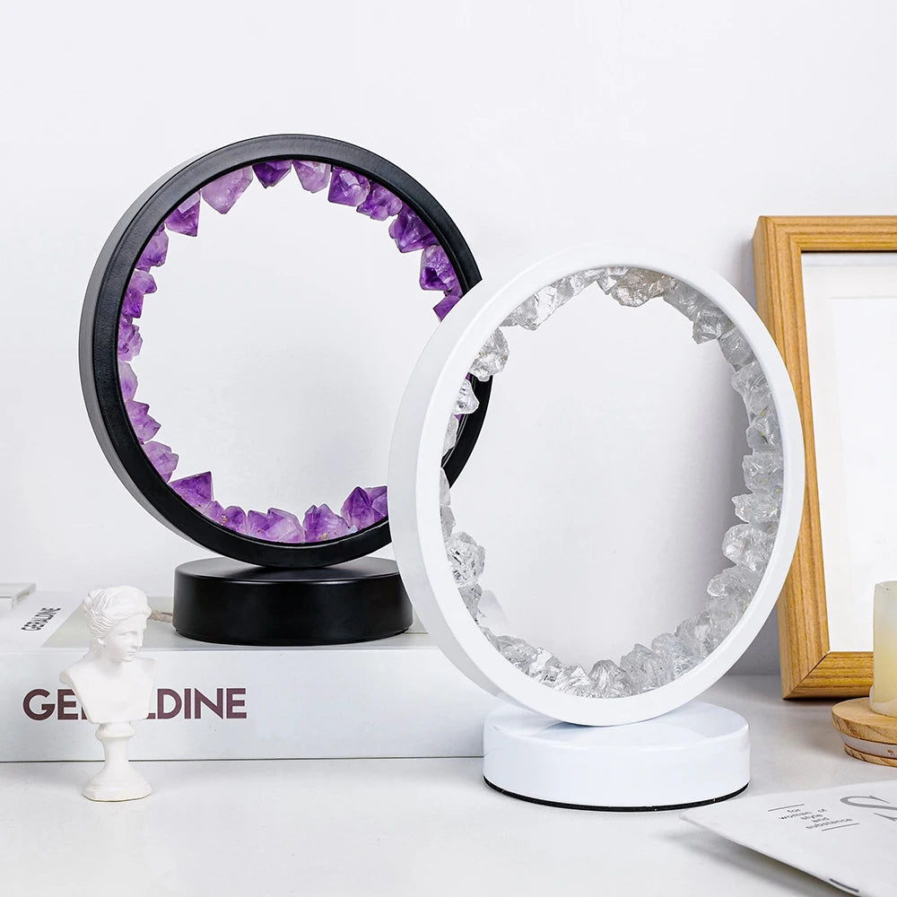 Lampe Cristal Naturel Rechargeable — Quartz & Améthyste