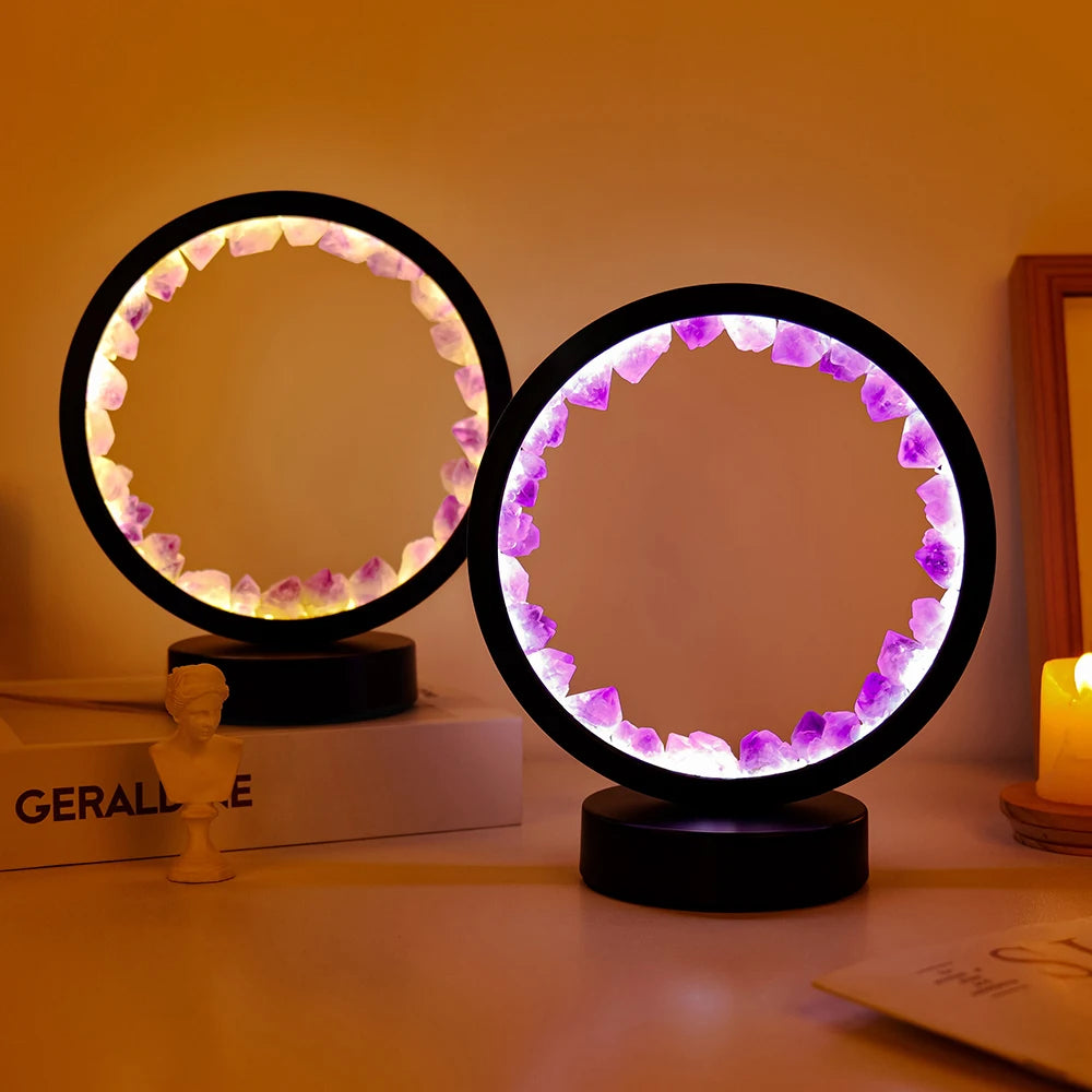 Lampe Cristal Naturel Rechargeable — Quartz & Améthyste